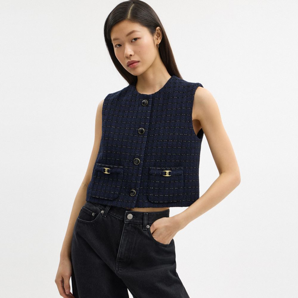 Coach Heritage C Boucle Vest Navy