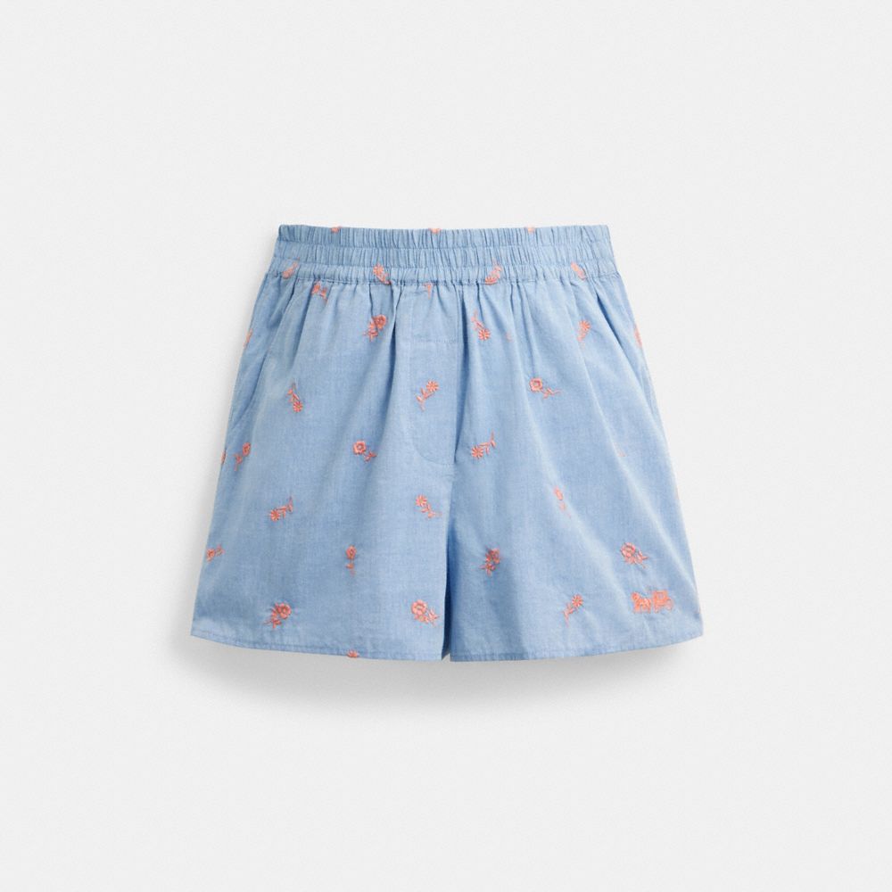 Coach Floral Embroidery Boxer Shorts Blue