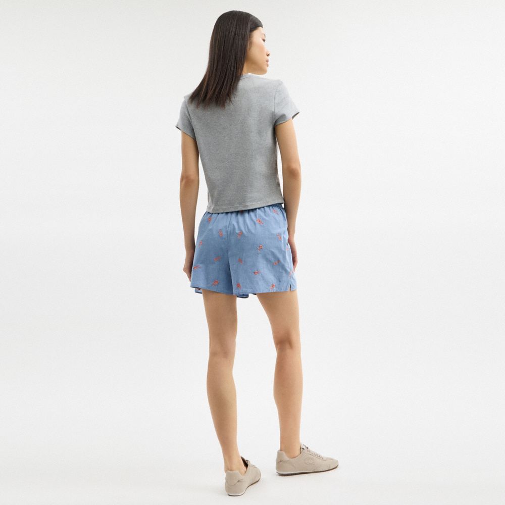 Coach Floral Embroidery Boxer Shorts Blue