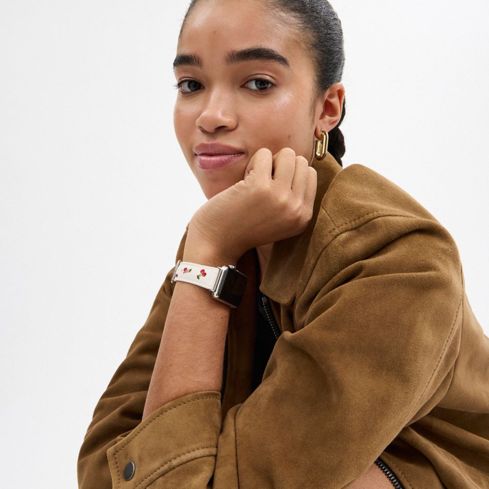 Coach Apple Watch® Strap, 38 Mm, 40 Mm And 41 Mm Cherry White
