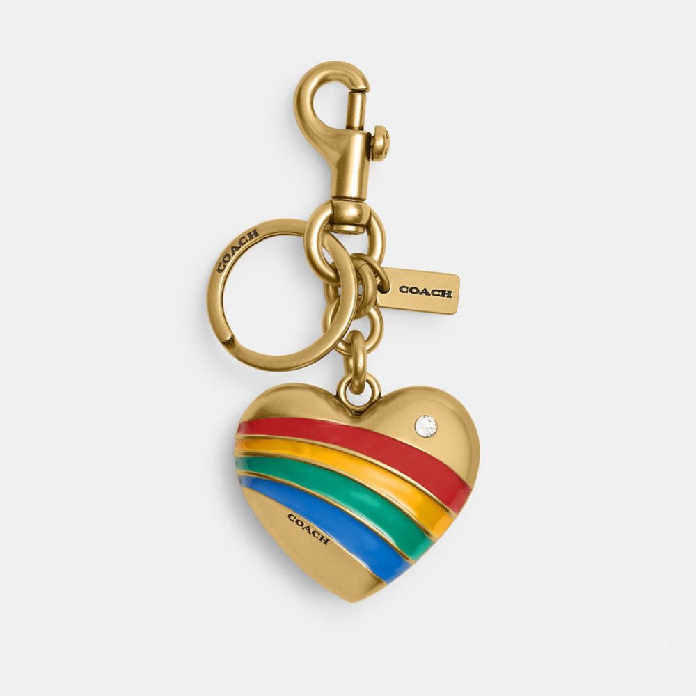 Coach Heart Bag Charm Brass Multi