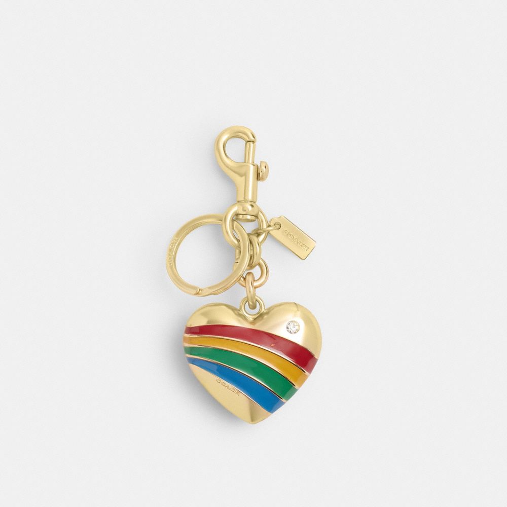 Coach Heart Bag Charm Gold Multi