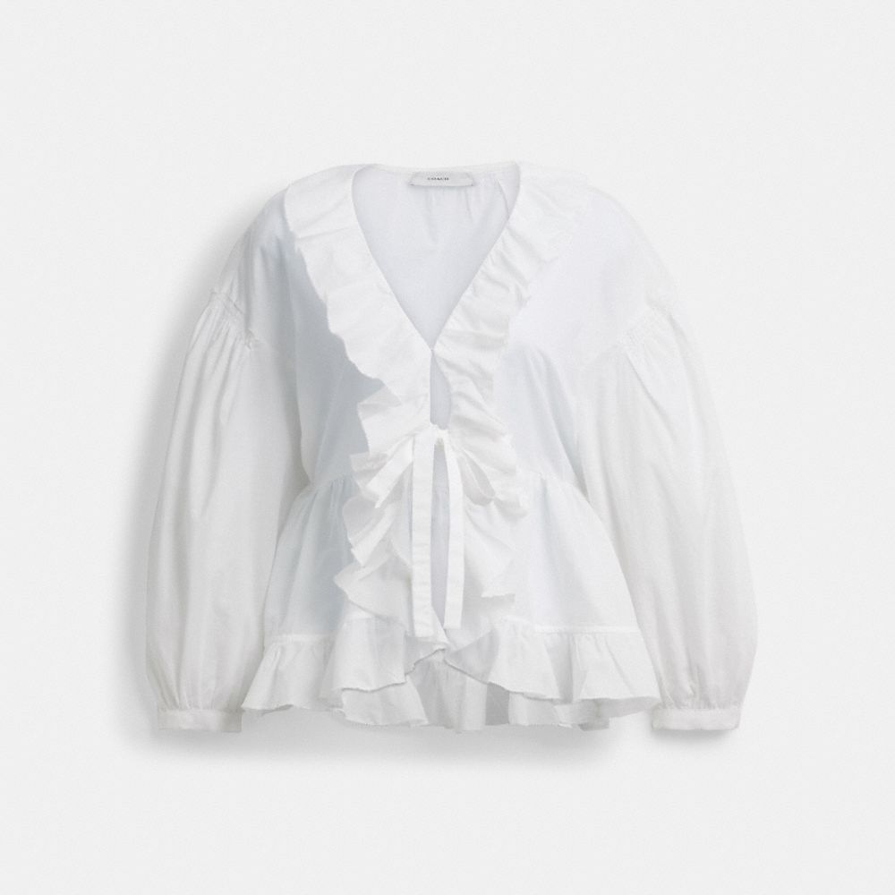 Coach Ruffle Blouse White