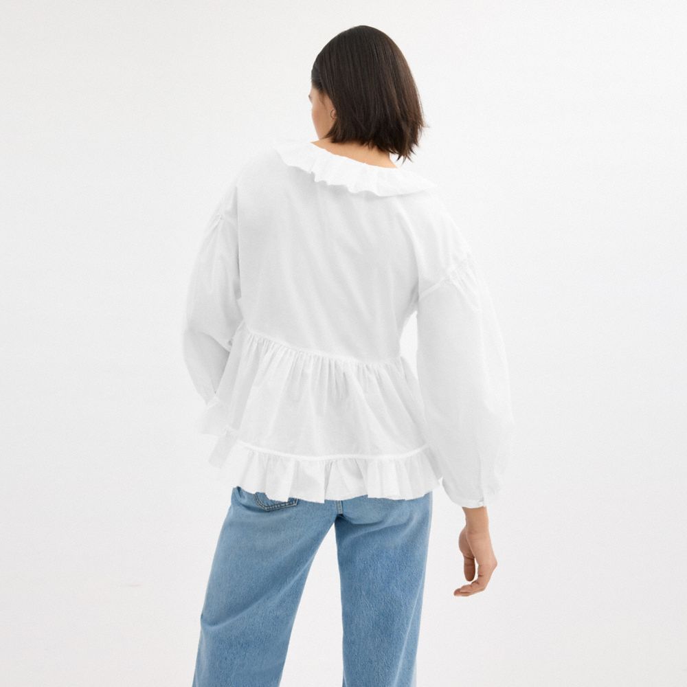 Coach Ruffle Blouse White