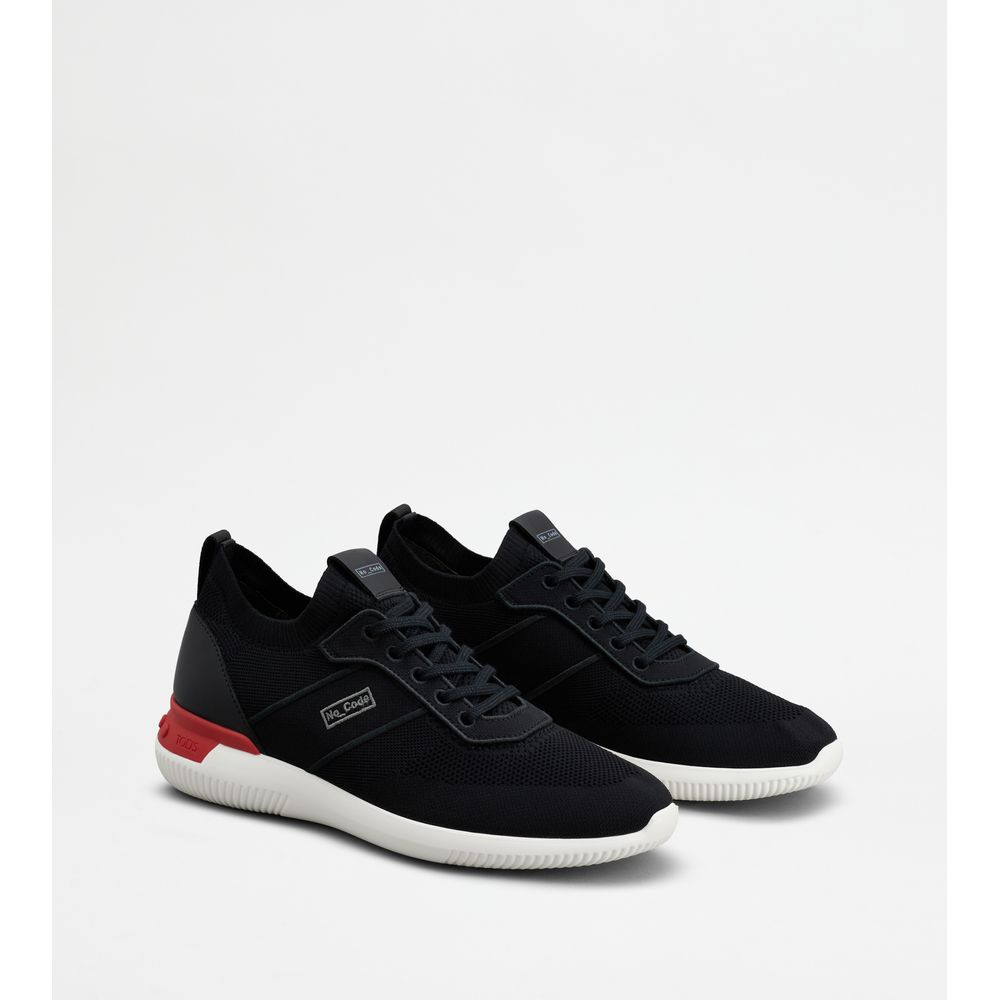 Tods No_Code Knit In Technical Fabric And Leather Black Red White Mens