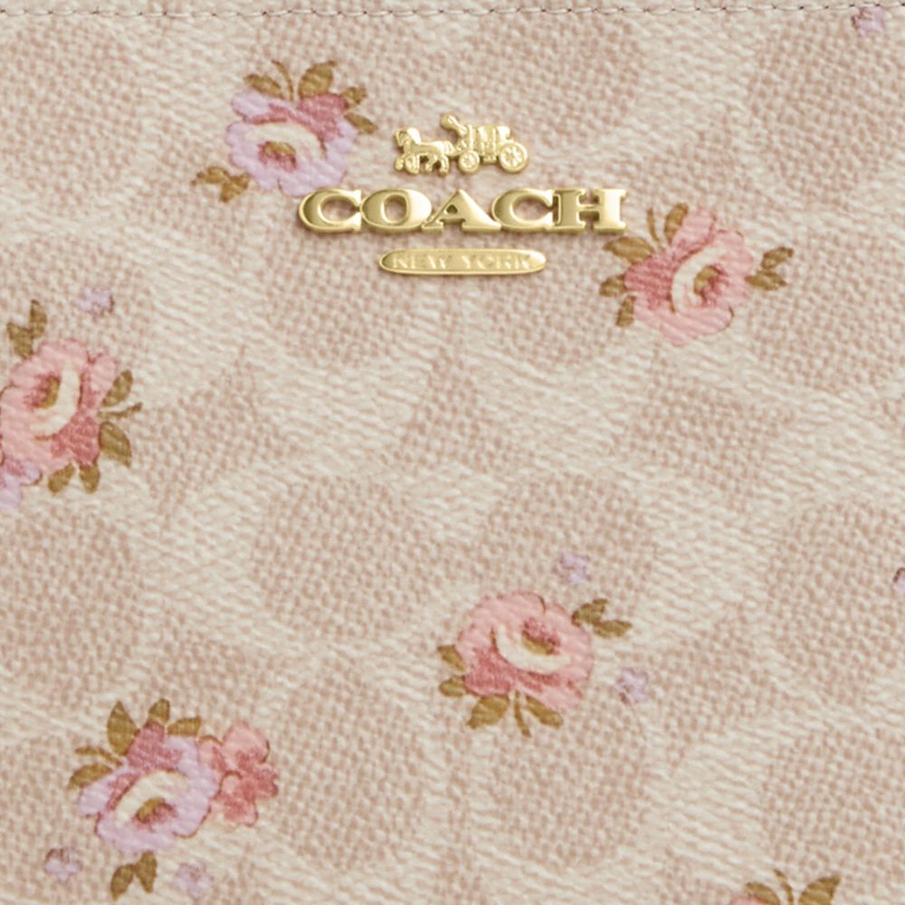 Coach Large Corner Zip Wristlet In Signature Canvas Gold Sand Multi