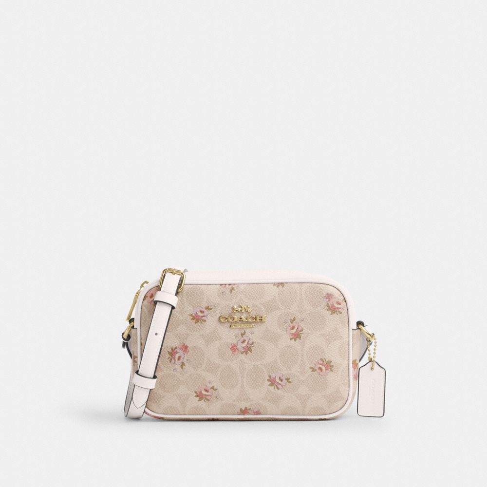 Coach Mini Jamie Camera Bag In Signature Canvas With Floral Print Gold Sand Multi