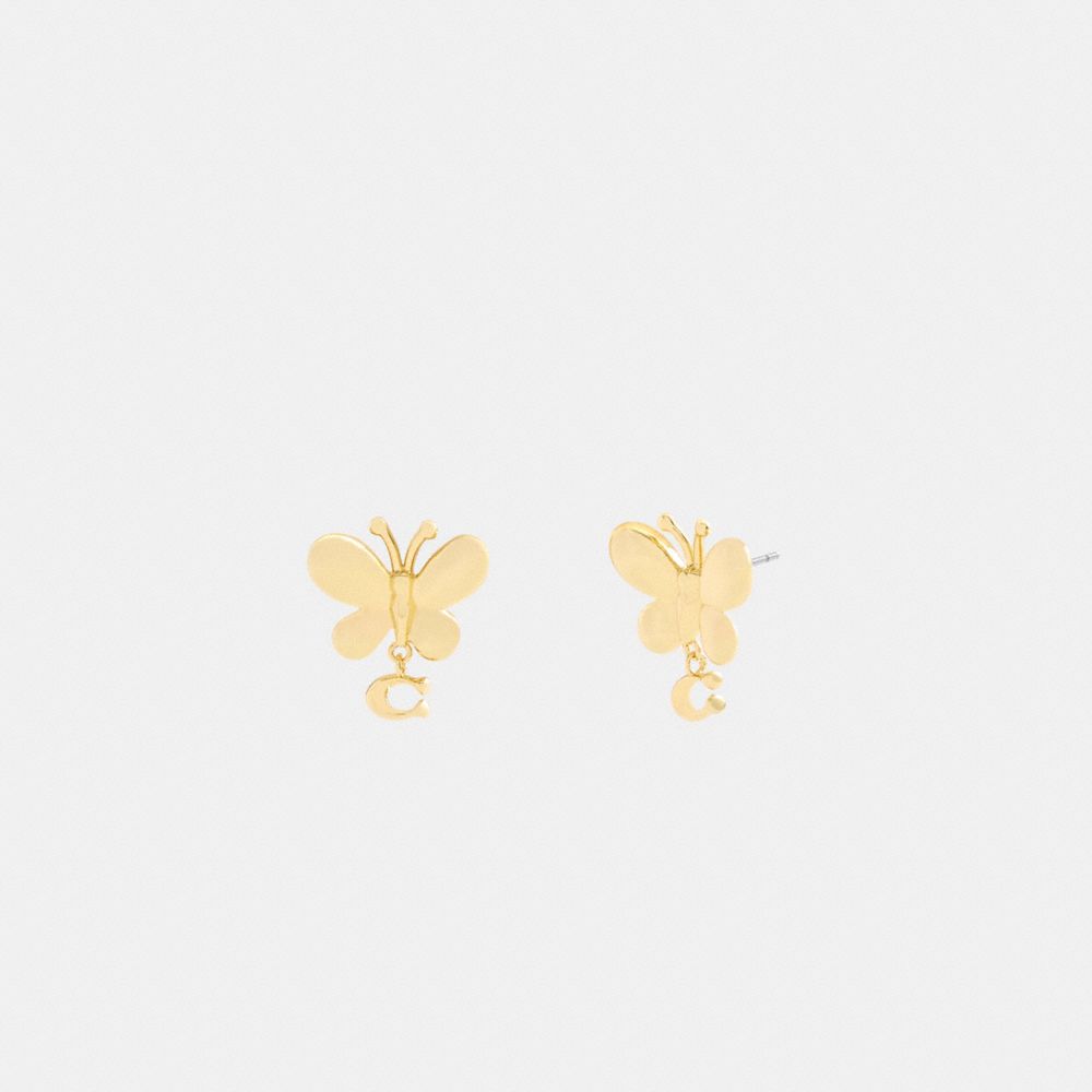 Coach Butterfly Signature Stud Earrings Gold