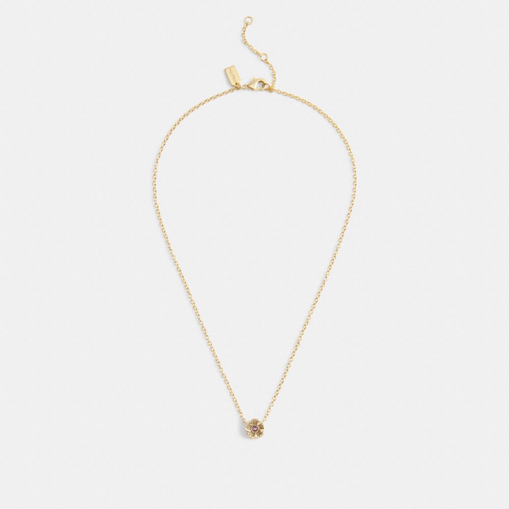 Coach Tea Rose Pendant Necklace And Earrings Gift Set Gold