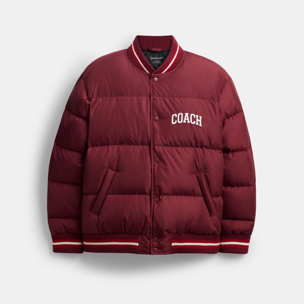 Coach Varsity Down Jacket In Recycled Polyester Burgundy