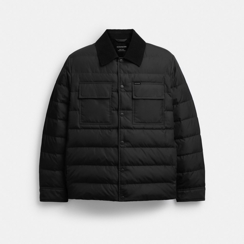 Coach Lightweight Shirt Down Jacket In Recycled Polyester Black