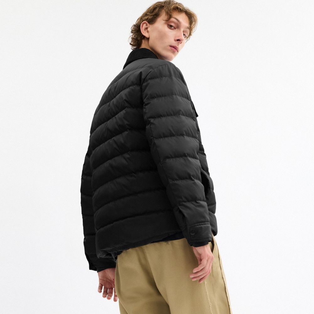 Coach Lightweight Shirt Down Jacket In Recycled Polyester Black