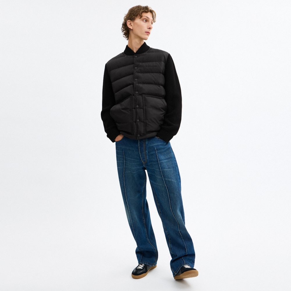 Coach Padded Cardigan Jacket In Recycled Polyester Black