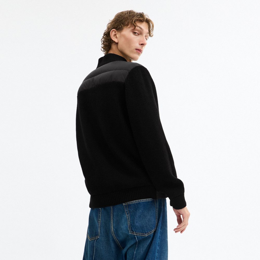 Coach Padded Cardigan Jacket In Recycled Polyester Black