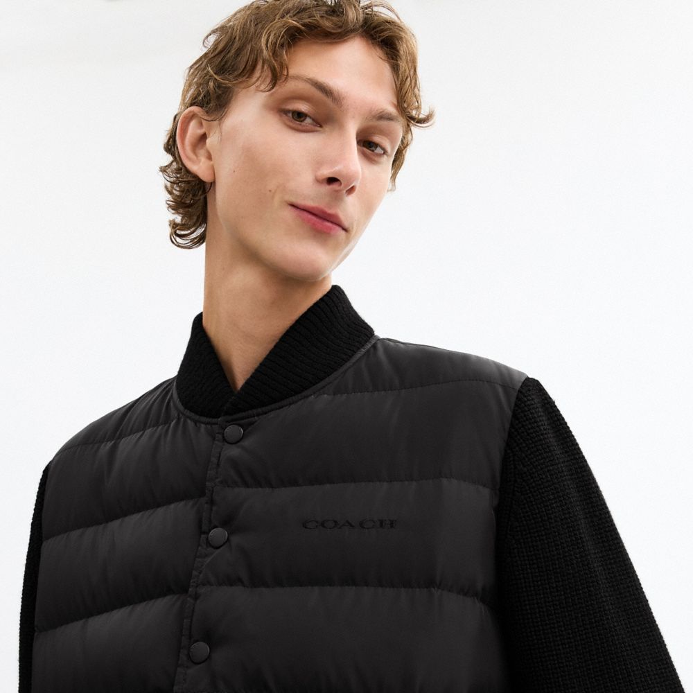 Coach Padded Cardigan Jacket In Recycled Polyester Black