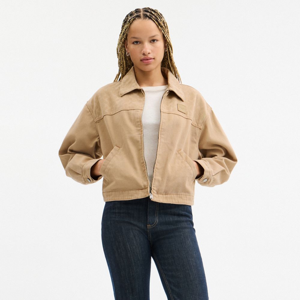 Coach Signature Denim Utility Jacket Light Cork
