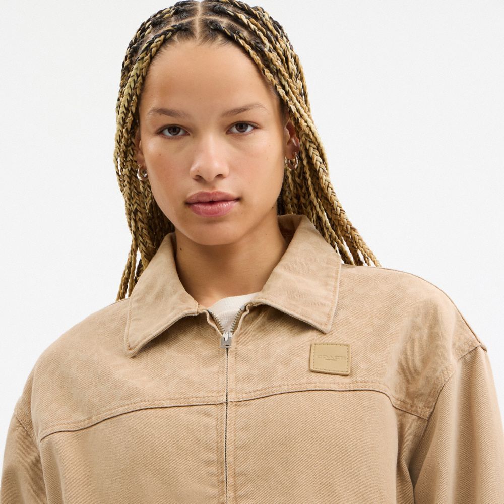 Coach Signature Denim Utility Jacket Light Cork