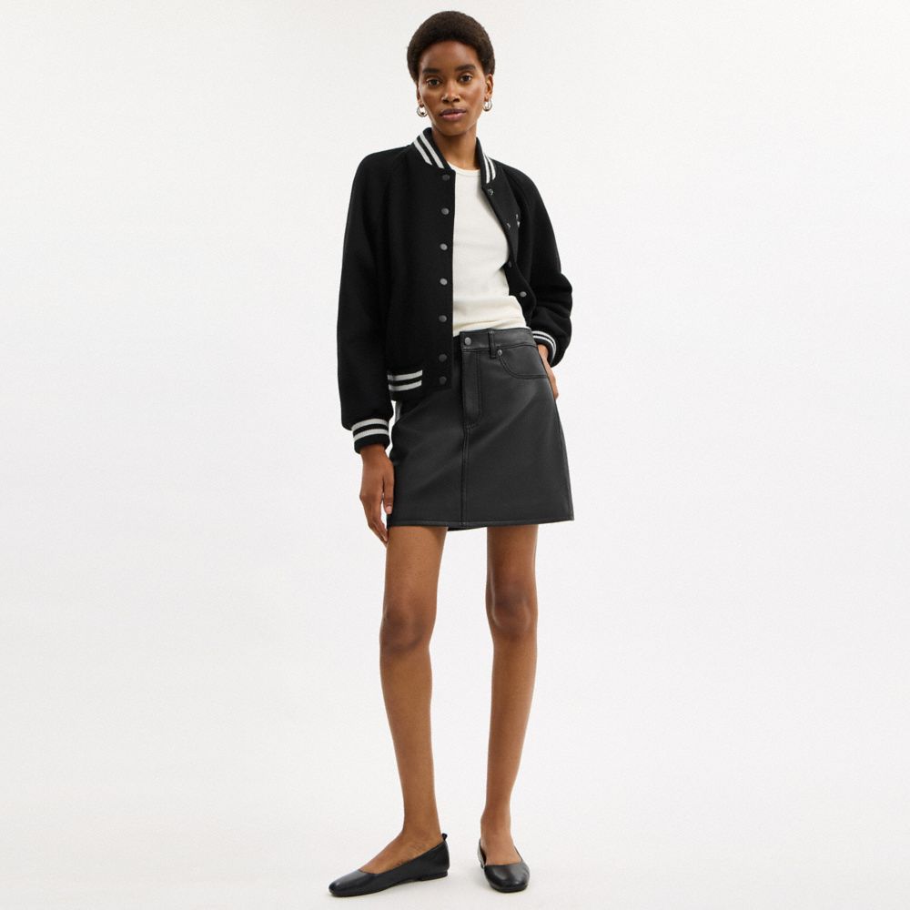 Coach Mini Leather Skirt Black