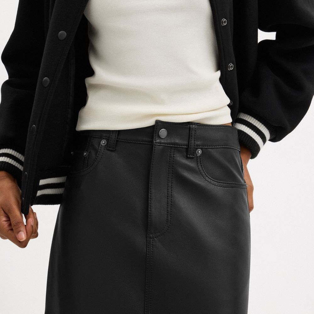 Coach Mini Leather Skirt Black