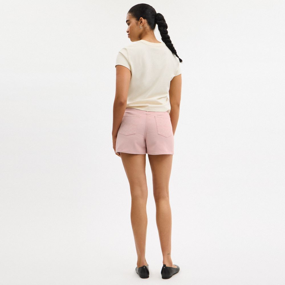 Coach Colorful Signature Denim Shorts Pink