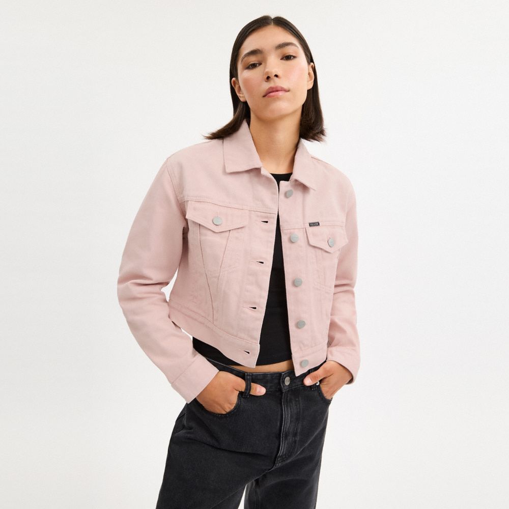 Coach Colorful Signature Denim Jacket Pink