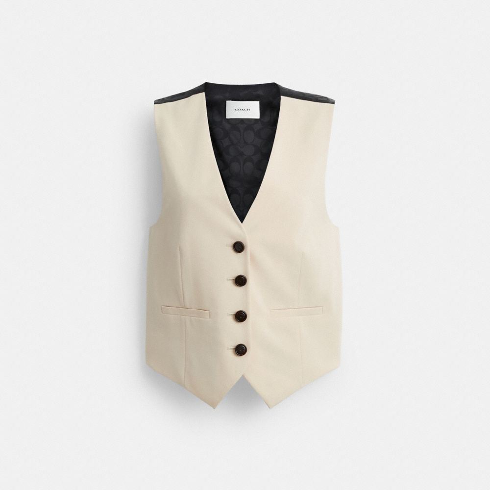 Coach Tailored Vest In Recycled Polyester Sand