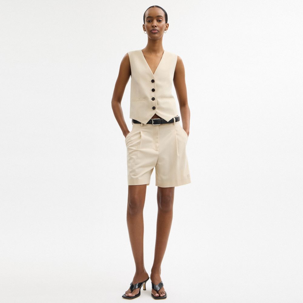 Coach Tailored Vest In Recycled Polyester Sand