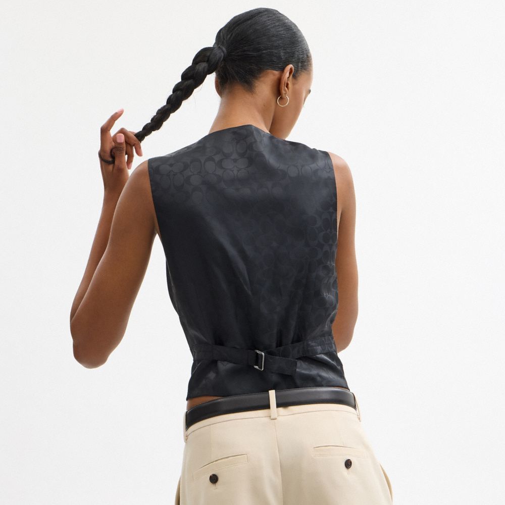 Coach Tailored Vest In Recycled Polyester Sand
