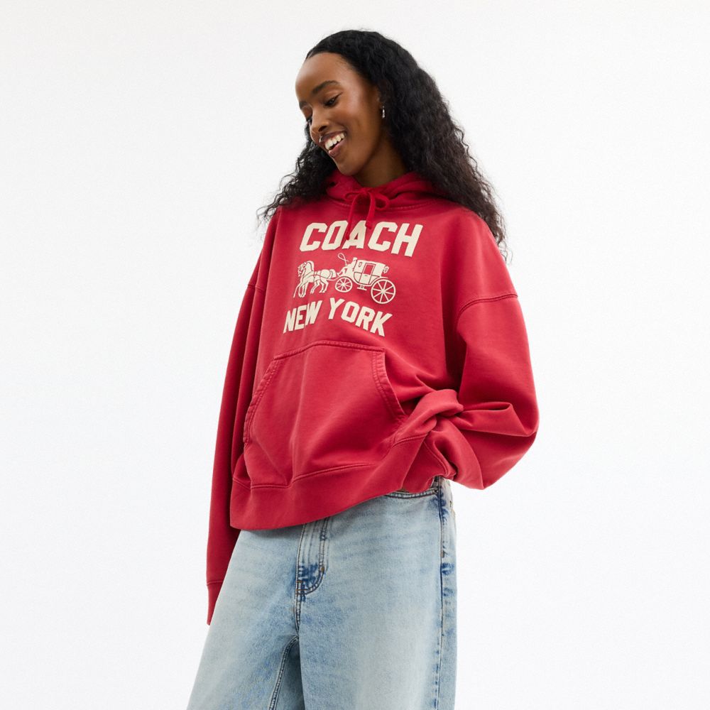 Coach Horse And Carriage Hoodie Red