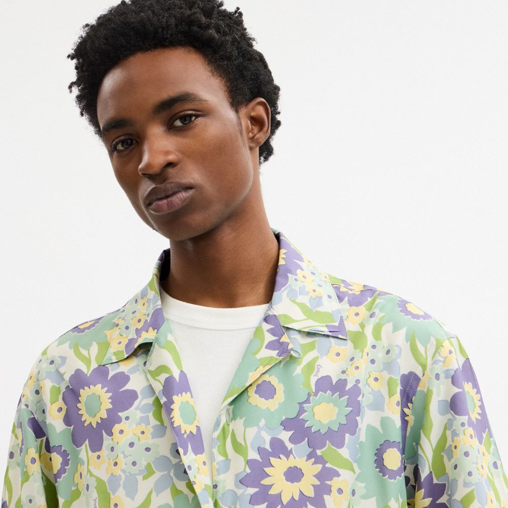 Coach Floral Camp Shirt Purple Floral