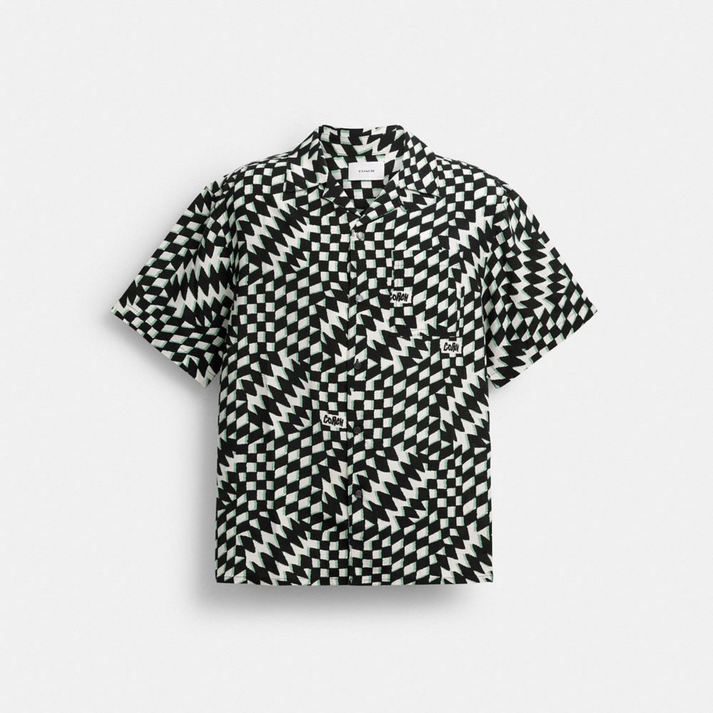 Coach Printed Camp Shirt Black Green Multi