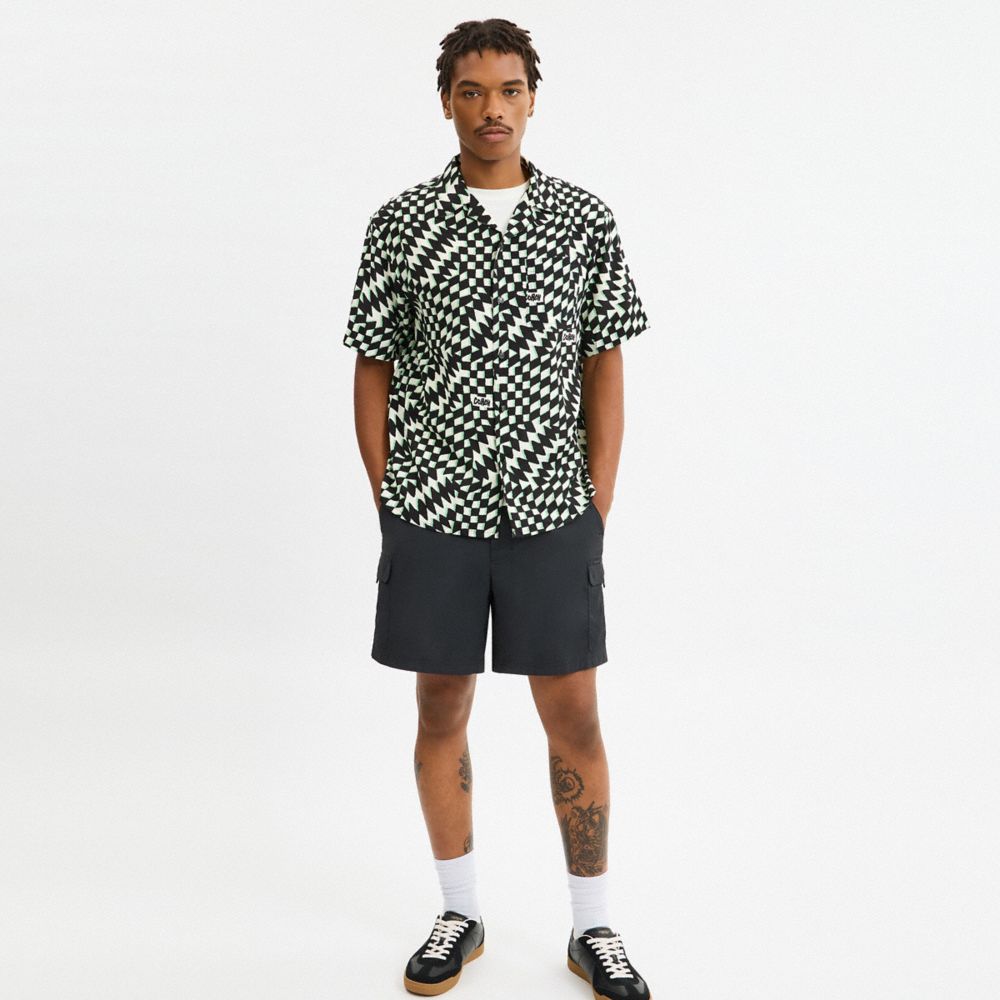 Coach Printed Camp Shirt Black Green Multi