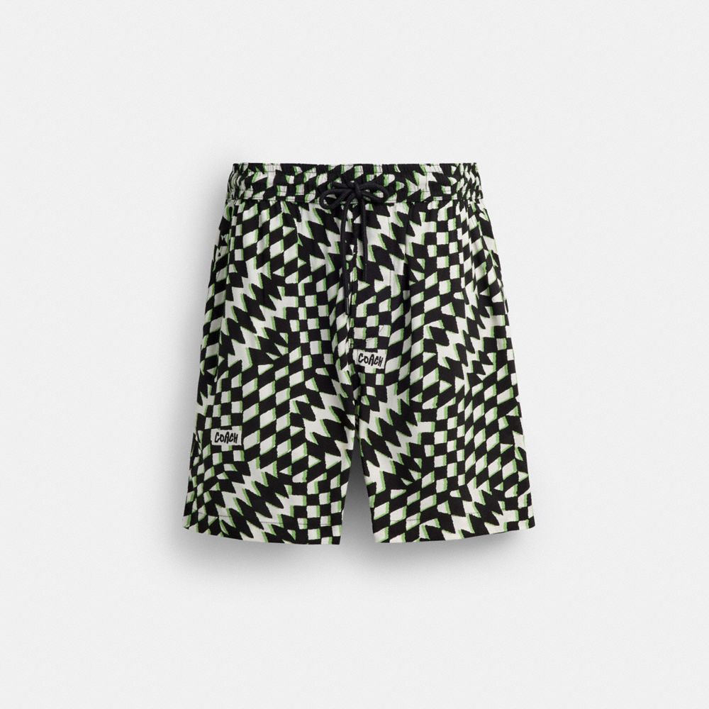 Coach Printed Camp Shorts Black Green Multi