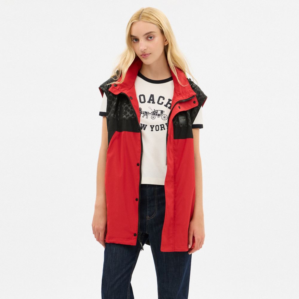 Coach Convertible Windbreaker Black Red