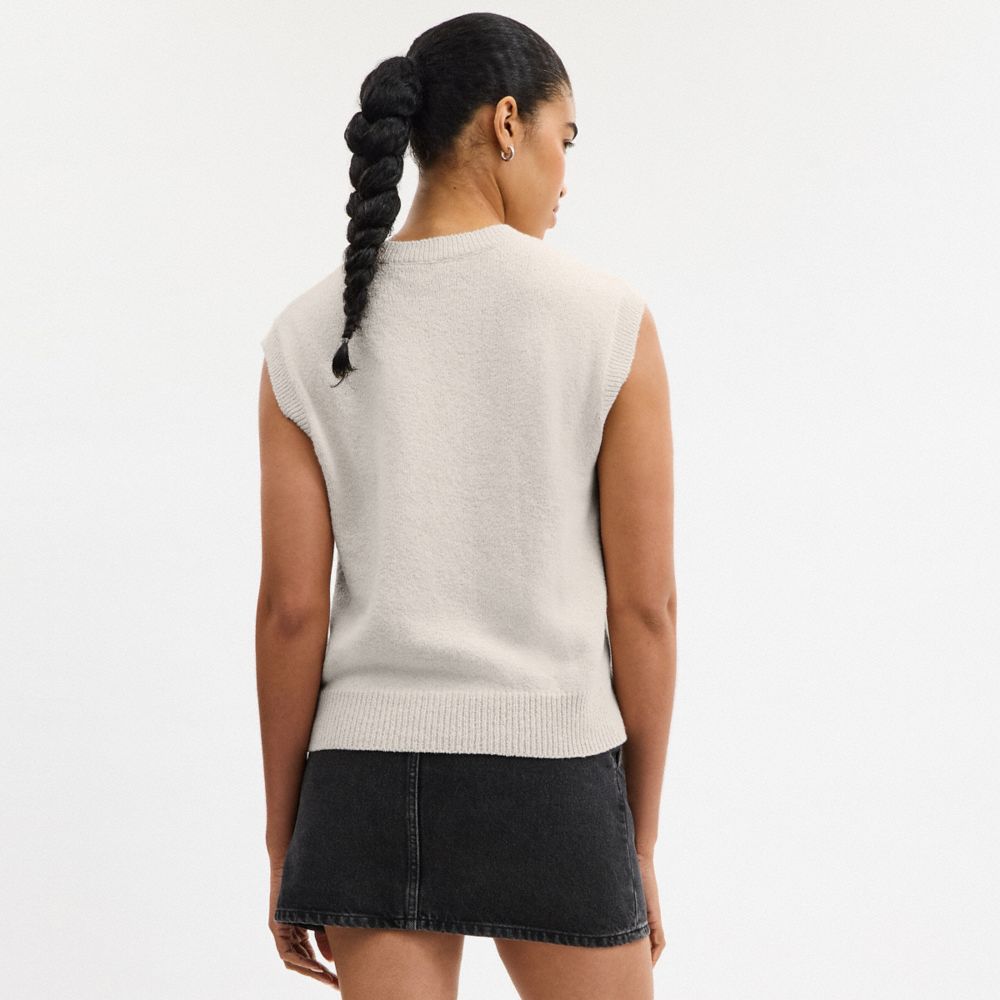 Coach Floral Knit Vest Cream Multi