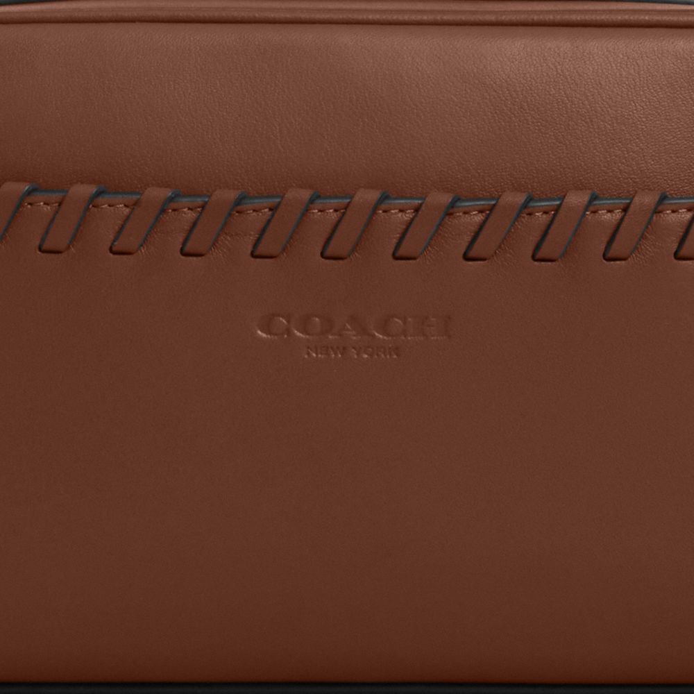 Coach Small Travel Kit With Whipstitch Gunmetal Saddle