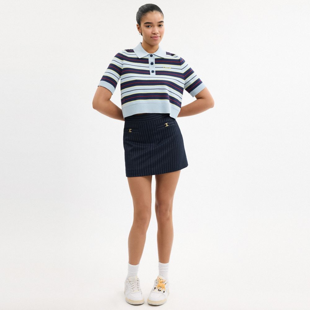 Coach Heritage C Tailored Mini Skirt White Navy