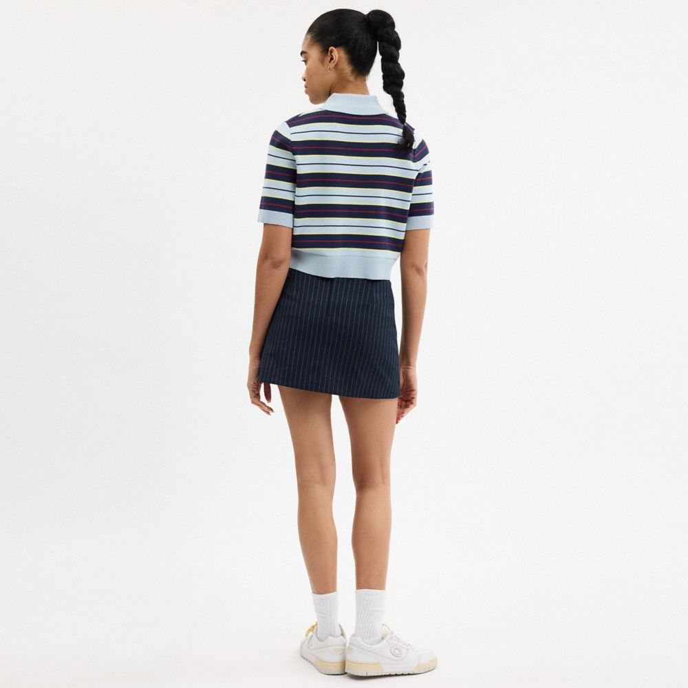 Coach Heritage C Tailored Mini Skirt White Navy