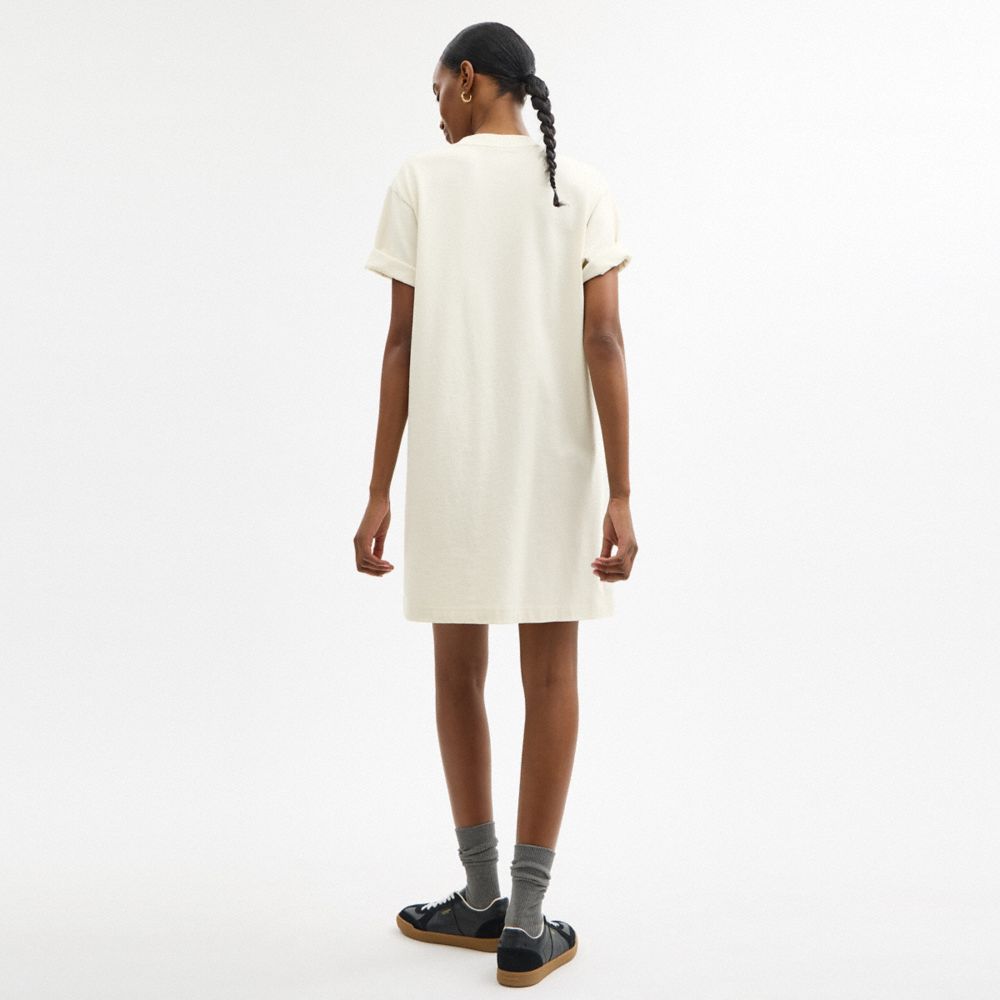 Coach New York T Shirt Dress In Organic Cotton Cream
