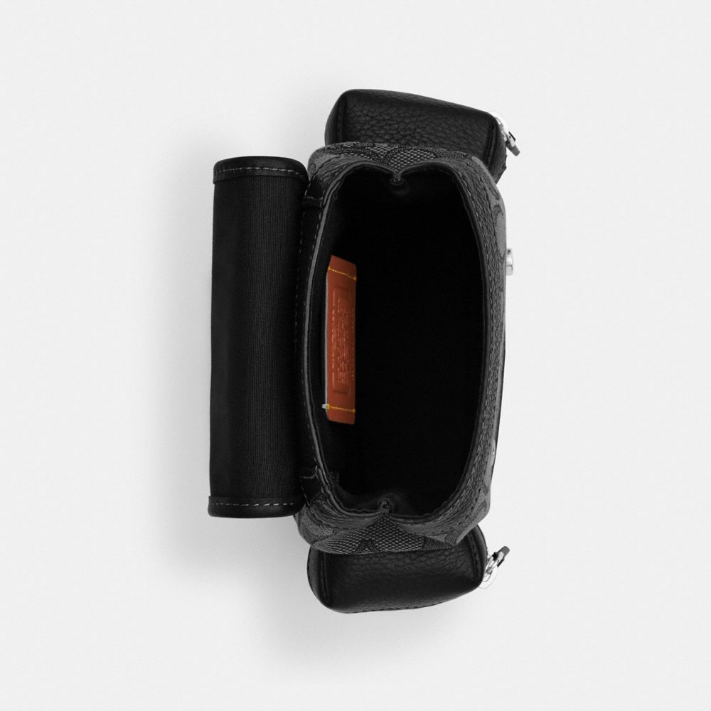 Coach Sprint Sling Pack In Signature Jacquard Silver Charcoal Black