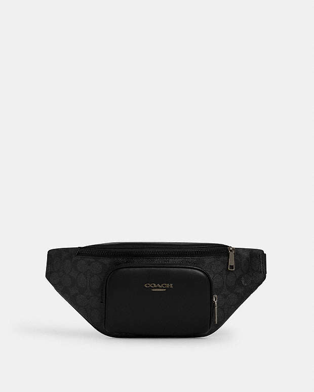 Racer Small Belt Bag In Signature Canvas Signature Canvas-Gunmetal-Charcoal-Black Signature Canvas-Gunmetal-Charcoal-Black