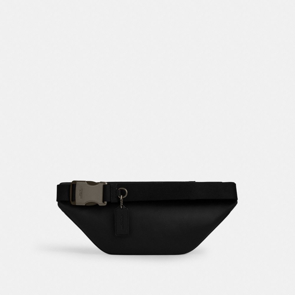 Coach Racer Small Belt Bag In Signature Canvas Gunmetal Charcoal Black