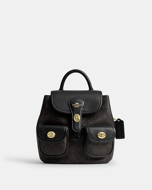 Hadley Backpack In Signature Canvas Signature Canvas-Gold-Walnut-Black Signature Canvas-Gold-Walnut-Black