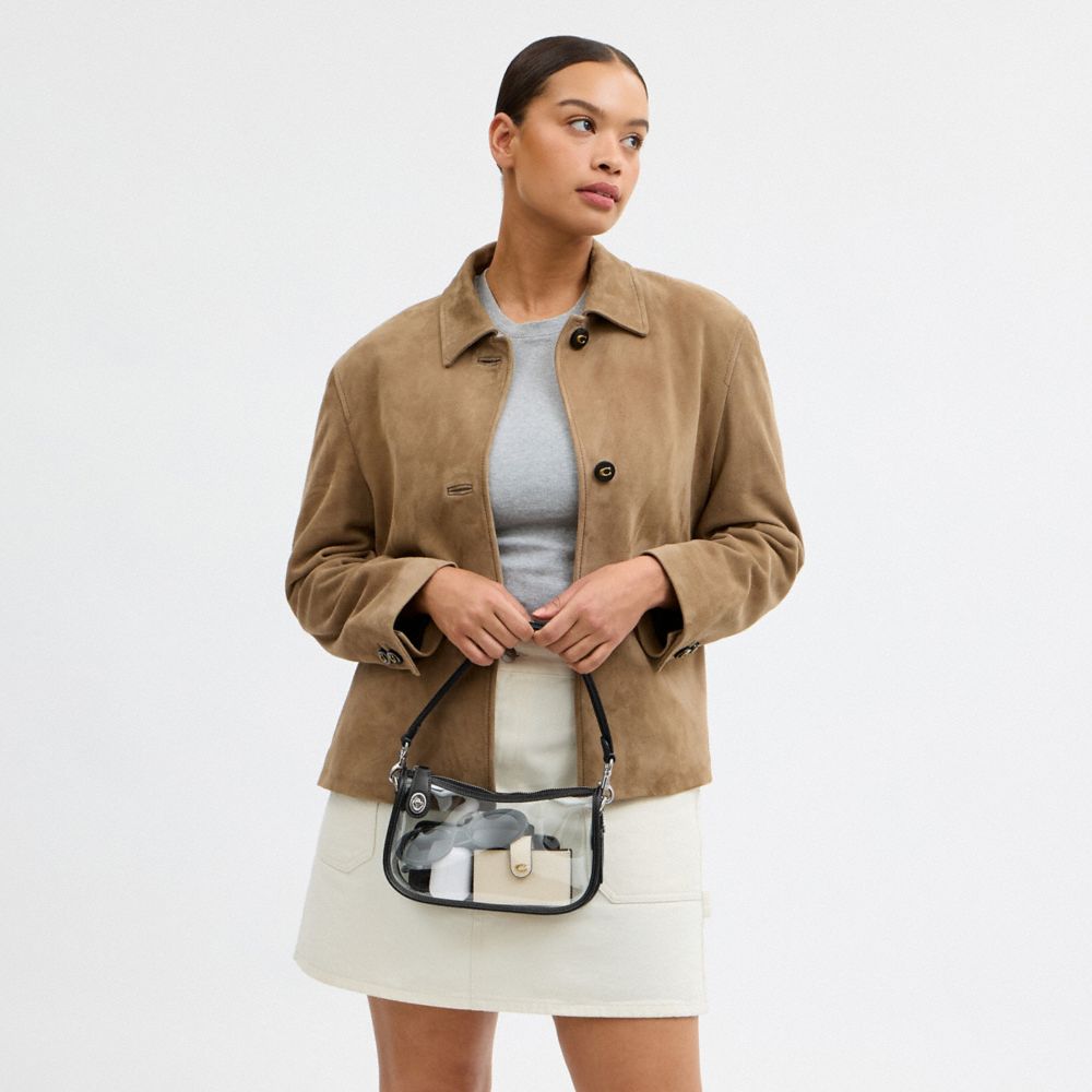 Coach Stadium Swinger Bag Silver Black