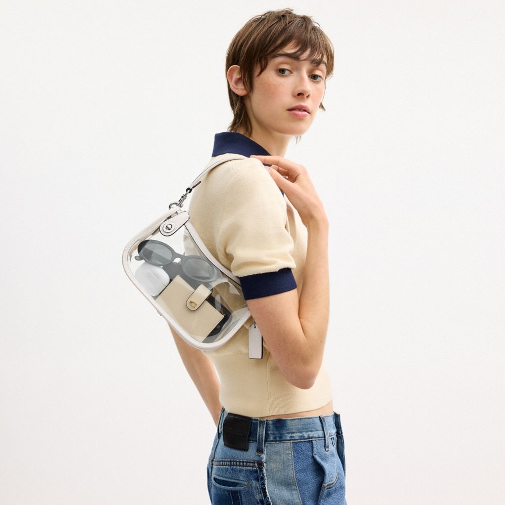 Coach Stadium Swinger Bag Silver Chalk