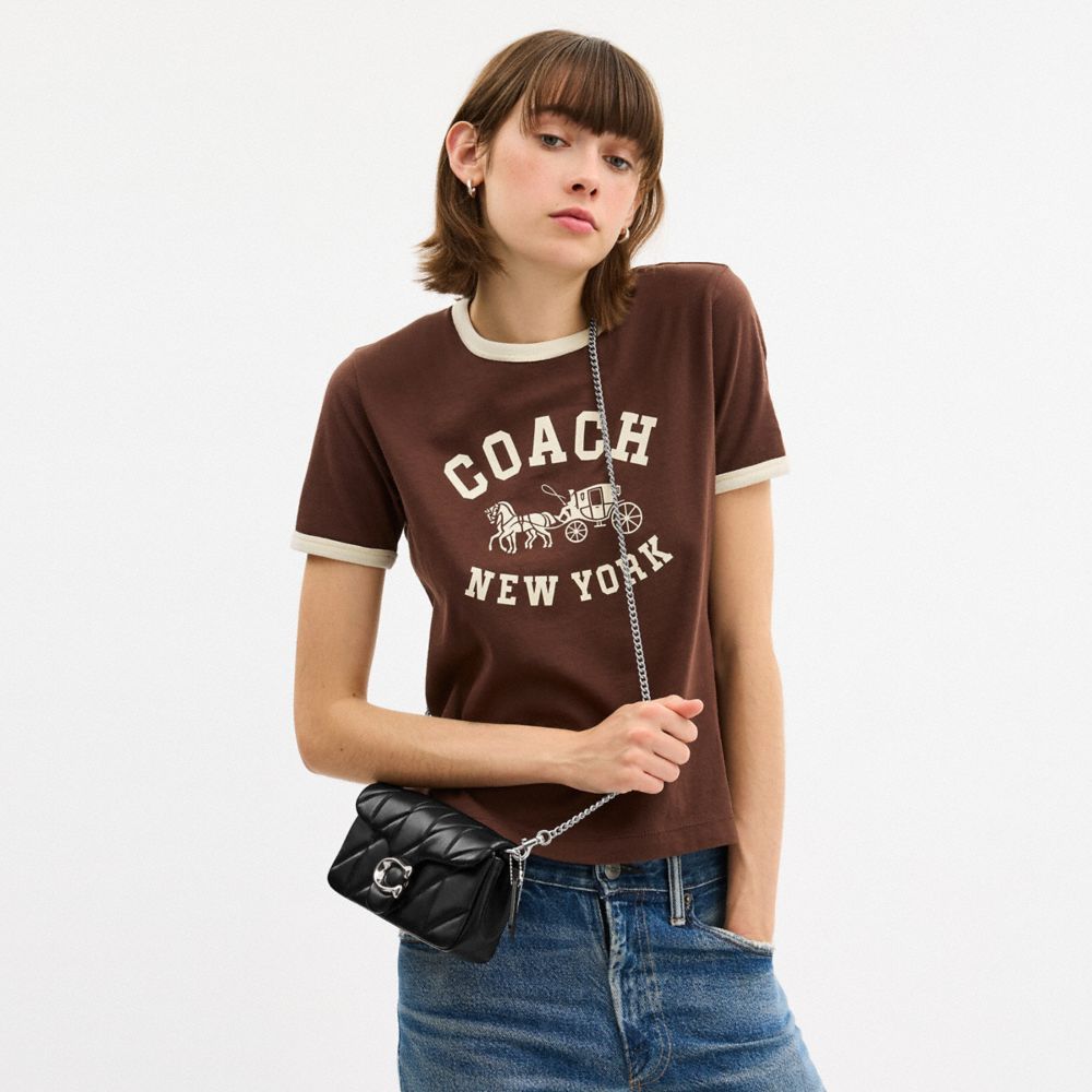 Coach Tabby Chain Crossbody Bag 19 With Quilting Silver Black