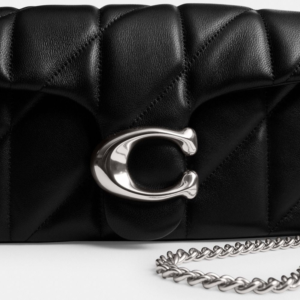 Coach Tabby Chain Crossbody Bag 19 With Quilting Silver Black