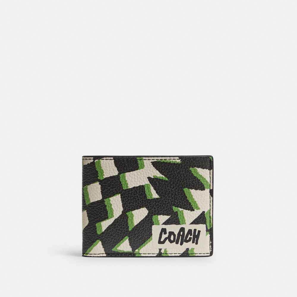 Coach Slim Billfold Wallet With Geo Check Print Black