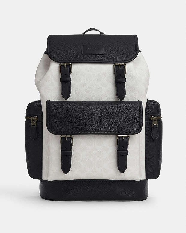 Sprint Backpack In Colorblock Signature Canvas Signature Canvas-Gunmetal-Chalk-Black Signature Canvas-Gunmetal-Chalk-Black