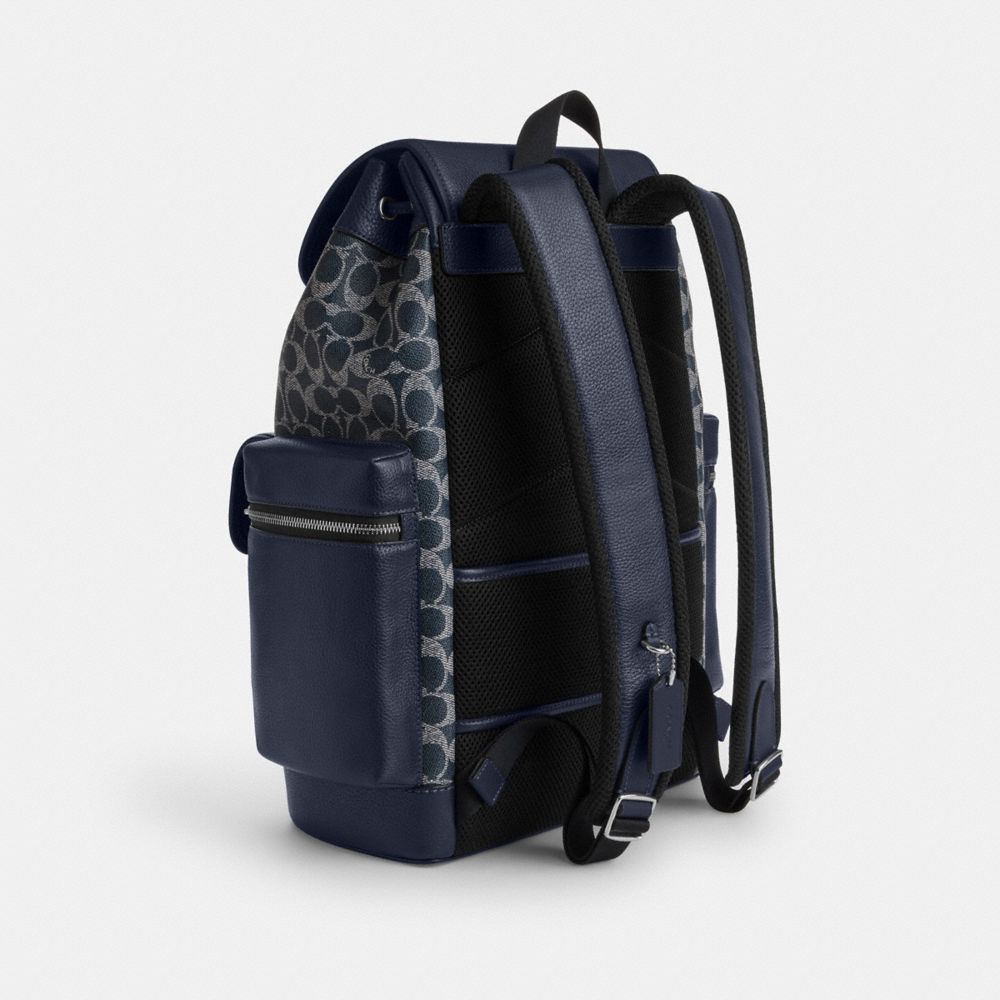 Coach Sprint Backpack In Colorblock Signature Canvas Silver Denim Chalk